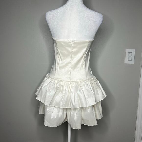 Lucy in the Sky Strapless Corset Bubble Dress Ivory Sz M Bridal Club Preppy Rush - Picture 6 of 12